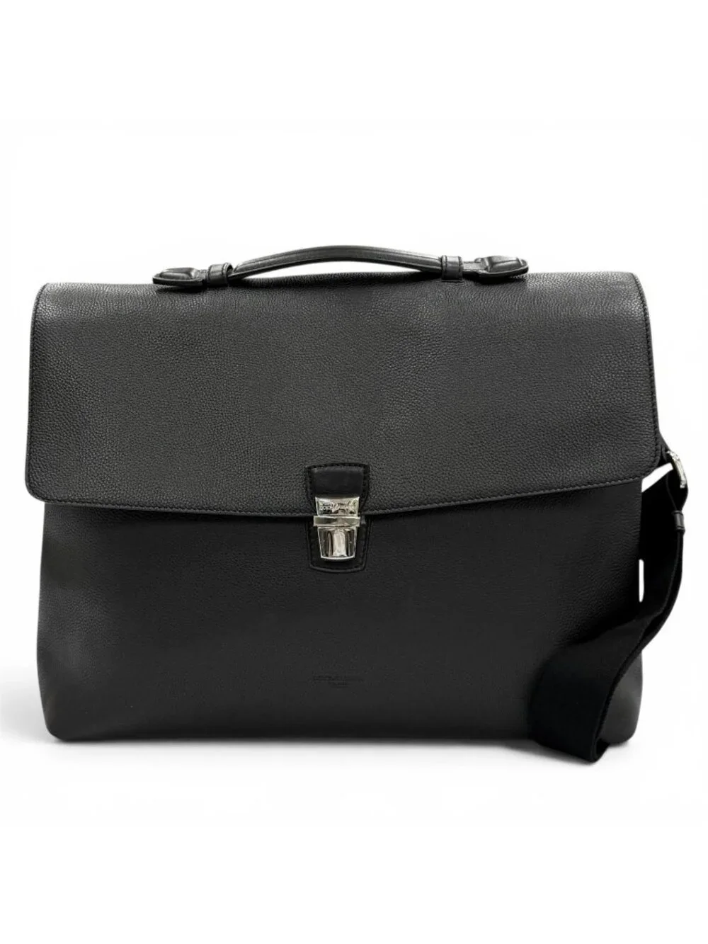 Dolce & Gabbana Leather Cushioned Pocket 2-Way Business Briefcase Black Included